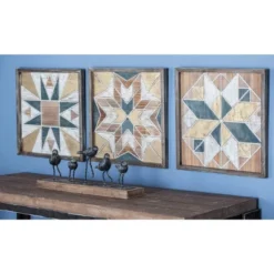 Wood Geometric Southwestern Wall Decor Set Of 3 - Olivia & May
