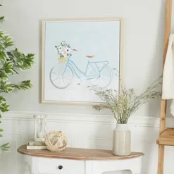 Canvas Bike Framed Wall Art With Tan Frame Multi Colored - Olivia & May