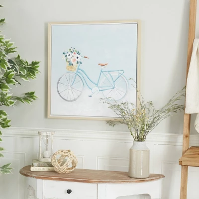 Canvas Bike Framed Wall Art With Tan Frame Multi Colored - Olivia & May 1 Canvas Bike Framed Wall Art With Tan Frame Multi Colored - Olivia & May