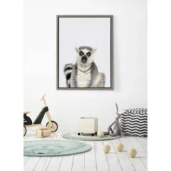 18" X 24" Sylvie Sitting Lemur Tongue Out Framed Canvas Wall Art By Amy Peterson Gray - DesignOvation -Home Decor GUEST a9c9248f 9319 4736 995e 8b1f95cc30da