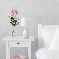 14.17" Traditional Ceramic Texture Thumbprint Tear Drop Table Desk Lamp With Tapered White Shade White - Creekwood Home 11 14.17" Traditional Ceramic Texture Thumbprint Tear Drop Table Desk Lamp With Tapered White Shade White - Creekwood Home -Home Decor GUEST ac6ff97f bd9c 43b4 99e6 619aab2c7859