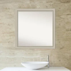 30" X 30" Non-Beveled Romano Silver Narrow Wood Bathroom Wall Mirror - Amanti Art -Home Decor GUEST ac9dbce0 5736 4214 af27 ec7fced501fc