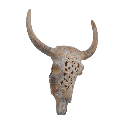 Resin Bull Skull Wall Decor - Olivia & May 3 Resin Bull Skull Wall Decor - Olivia & May - Image 3