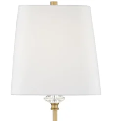 Regency Hill Julia Traditional Buffet Table Lamp 29 1/2" Tall Gold Crystal White Fabric Tapered Square Shade For Living Room Dining House Entryway -Home Decor GUEST b05b0210 e633 4d38 a932 d50faab450de