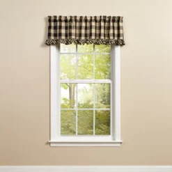 Park Designs Buffalo Check Ruffled Black Valance 60" X 14"