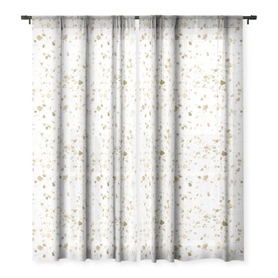 Nature Magick Metallic Gold Terrazzo Sparkle Single Panel Sheer Window Curtain - Deny Designs 2 Nature Magick Metallic Gold Terrazzo Sparkle Single Panel Sheer Window Curtain - Deny Designs - Image 2