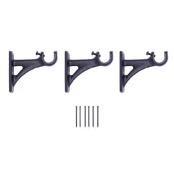 Kenney Fast Fit Easy Install Waverly 3/4" Decorative Window Curtain Rod, 42-120", Black