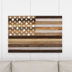 Wood American Flag Handmade Wall Decor Dark Brown - Olivia & May -Home Decor GUEST b876305f 2035 4189 96f7 70704d84fcd9