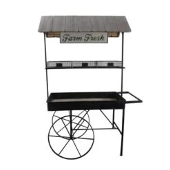 75" Farm Fresh Indoor/Outdoor Metal And Wood Garden Cart Black/Brown - Alpine Corporation -Home Decor GUEST b9630984 0ae7 4f94 8985 d5dd9f617b28