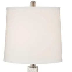 360 Lighting Ledger Modern Accent Table Lamps 21 3/4" High Set Of 2 Mercury Glass With USB Charging Port Table Top Dimmers Off-White Shade For Desk -Home Decor GUEST baa63c87 0390 4cbf 89f3 02d84b8dae0d