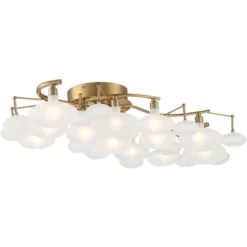 Possini Euro Design Lilypad Modern Ceiling Light Semi Flush Mount Fixture 30 1/4" Wide Warm Brass 12-Light Frosted Glass Shade For Bedroom Living Room 12 Possini Euro Design Lilypad Modern Ceiling Light Semi Flush Mount Fixture 30 1/4" Wide Warm Brass 12-Light Frosted Glass Shade For Bedroom Living Room -Home Decor GUEST bc64b39a 2843 4a68 b9d6 625259c5adb7