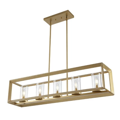 LED 5-Light Metal/Glass Anna Linear Pendant - JONATHAN Y 8 LED 5-Light Metal/Glass Anna Linear Pendant - JONATHAN Y - Image 8