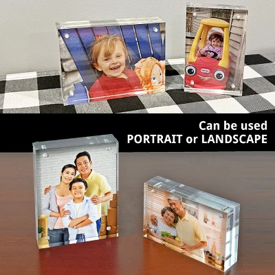 Azar Displays Clear Acrylic Magnetic Photo Block Frame Set With TWO 4x6 Size Frames 9 Azar Displays Clear Acrylic Magnetic Photo Block Frame Set With TWO 4x6 Size Frames - Image 9
