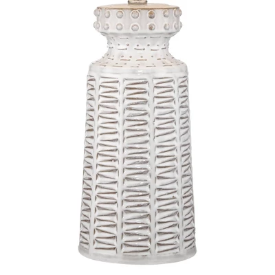 360 Lighting Helene Country Cottage Table Lamp 26" High Cream White Glaze Linen Tan Drum Shade For Bedroom Living Room Bedside Nightstand Office House 4 360 Lighting Helene Country Cottage Table Lamp 26" High Cream White Glaze Linen Tan Drum Shade For Bedroom Living Room Bedside Nightstand Office House - Image 4