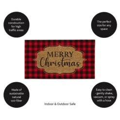 Evergreen Buffalo Check Christmas Indoor Outdoor Natural Coir Doormat 1'4"x2'4" Red 5 Evergreen Buffalo Check Christmas Indoor Outdoor Natural Coir Doormat 1'4"x2'4" Red -Home Decor GUEST c22bbf96 8462 428d 8a89 e83e0f8c4955