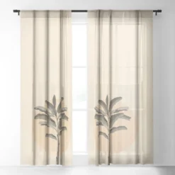 Iveta Abolina Sunrise Tan 64" X 50" Single Panel Sheer Window Curtain - Deny Designs