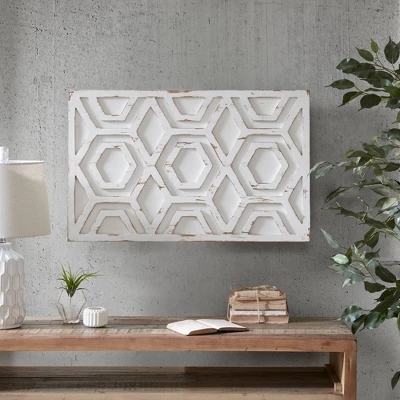 Ralston Wooden Wall Art With Pattern White 3 Ralston Wooden Wall Art With Pattern White - Image 3