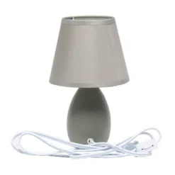 9.45" 2pk Petite Ceramic Oblong Bedside Table Desk Lamps With Matching Tapered Drum Shade Gray - Creekwood Home -Home Decor GUEST c3f0c19f 792d 4f24 9ff1 3a75acbfcbd7