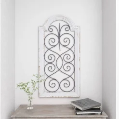 Vintage Wood Scroll Arched Window Inspired Wall Decor With Metal Scrollwork Relief White - Olivia & May 16 Vintage Wood Scroll Arched Window Inspired Wall Decor With Metal Scrollwork Relief White - Olivia & May -Home Decor GUEST c48d42f0 39c2 447f b7d6 d2e14564c7e8
