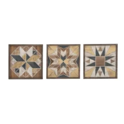 Wood Geometric Southwestern Wall Decor Set Of 3 - Olivia & May -Home Decor GUEST c503ecc9 5fff 4f98 8110 0c08f0989b4d