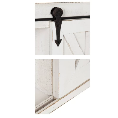 Decorative Wood Wall Storage Cabinet With Vanity Mirror And Sliding Barn Door Rustic White - Kate & Laurel All Things Decor 2 Decorative Wood Wall Storage Cabinet With Vanity Mirror And Sliding Barn Door Rustic White - Kate & Laurel All Things Decor - Image 2