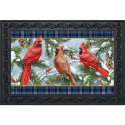 Wintertime Cardinals Doormat 30" X 18" Indoor Outdoor Briarwood Lane