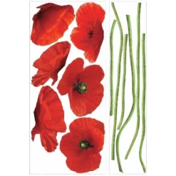 Poppies At Play Peel And Stick Giant Wall Decals Red - ROOMMATES 5 Poppies At Play Peel And Stick Giant Wall Decals Red - ROOMMATES -Home Decor GUEST c85502a0 ce37 4739 af05 ca6bb03527fe