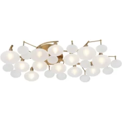 Possini Euro Design Lilypad Modern Ceiling Light Semi Flush Mount Fixture 30 1/4" Wide Warm Brass 12-Light Frosted Glass Shade For Bedroom Living Room 13 Possini Euro Design Lilypad Modern Ceiling Light Semi Flush Mount Fixture 30 1/4" Wide Warm Brass 12-Light Frosted Glass Shade For Bedroom Living Room -Home Decor GUEST c8b436d6 0799 4b71 b0e8 1b80aaa00f64