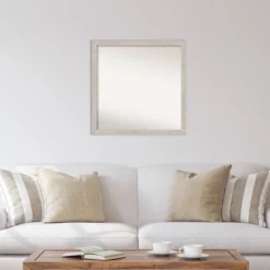 29" X 29" Non-Beveled Marred Silver Wood Wall Mirror - Amanti Art -Home Decor GUEST c92c4a29 7d85 4a2a b10f a1592ec0cb59