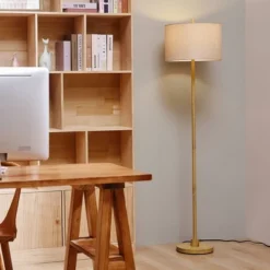 62" Cove Light Faux Wood Floor Lamp With Jute Shade - Globe Electric -Home Decor GUEST c94e8fd7 03b7 40a9 af5b 839c657f566f