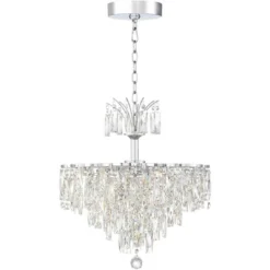 Vienna Full Spectrum Villette Chrome Chandelier 27 1/2" Wide Modern Cascade Crystal 6-Light LED Fixture For Dining Room Foyer Kitchen Island Entryway -Home Decor GUEST d14fcfbd 30c1 40c3 a053 139699901da9