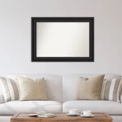 42" X 30" Non-Beveled Colonial Black Wall Mirror - Amanti Art -Home Decor GUEST d1f199b5 ebf2 4633 a963 548d1b193c42