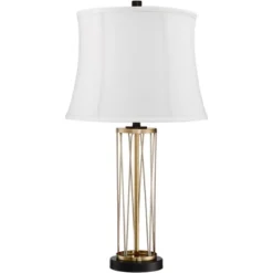360 Lighting Nathan Modern Table Lamps 25 1/2" High Set Of 2 Gold Metal With USB Charging Ports White Drum Shade For Bedroom Living Room Home Desk 11 360 Lighting Nathan Modern Table Lamps 25 1/2" High Set Of 2 Gold Metal With USB Charging Ports White Drum Shade For Bedroom Living Room Home Desk -Home Decor GUEST d323a40b ba9c 4555 9c3f a92f193885c5