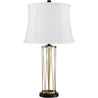 360 Lighting Nathan Modern Table Lamps 25 1/2" High Set Of 2 Gold Metal With USB Charging Ports White Drum Shade For Bedroom Living Room Home Desk 6 360 Lighting Nathan Modern Table Lamps 25 1/2" High Set Of 2 Gold Metal With USB Charging Ports White Drum Shade For Bedroom Living Room Home Desk - Image 6