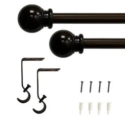 Ball Drapery Rod Set Brown - Lumi Home Furnishings -Home Decor GUEST d472ac10 b4be 4ac7 93da f54363d6a088