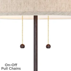 360 Lighting Modern Accent Table Lamp With USB And AC Power Outlet 23 1/2" High Bronze Fabric Drum Shade For Bedroom Living Room House Desk Bedside -Home Decor GUEST d49981cc a0b5 4426 aead 00a9612cb3ac