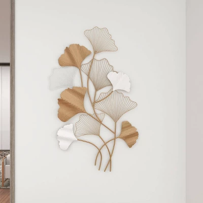 Glam Metal Leaf Wall Decor Gold - Olivia & May 4 Glam Metal Leaf Wall Decor Gold - Olivia & May - Image 4