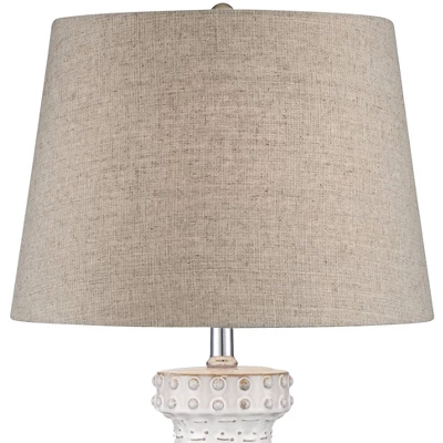 360 Lighting Helene Country Cottage Table Lamp 26" High Cream White Glaze Linen Tan Drum Shade For Bedroom Living Room Bedside Nightstand Office House 3 360 Lighting Helene Country Cottage Table Lamp 26" High Cream White Glaze Linen Tan Drum Shade For Bedroom Living Room Bedside Nightstand Office House - Image 3