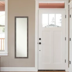 17" X 51" Pinstripe Wood Framed Full Length On The Door Mirror Lead Gray - Amanti Art -Home Decor GUEST dd40a1ca ea0c 447e a731 8c60b91c0d66