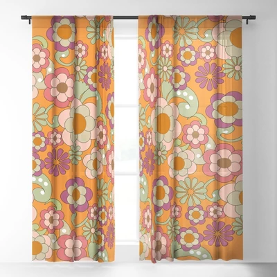 Mirimo Nostalgic 70s In Orange Single Panel Sheer Window Curtain - Deny Designs 1 Mirimo Nostalgic 70s In Orange Single Panel Sheer Window Curtain - Deny Designs