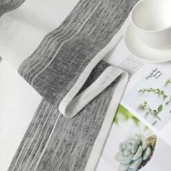 Trinity Semi Sheer Curtains Room Decorative Vertical Stripe Voile Grommet Faux Linen Textured Window Drapes, 2 Panels -Home Decor GUEST e0437605 0880 4df6 9bc3 ad44f92eef45