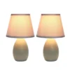 9.45" 2pk Petite Ceramic Oblong Bedside Table Desk Lamps With Matching Tapered Drum Shade Gray - Creekwood Home