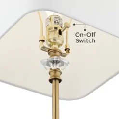 Regency Hill Julia Traditional Buffet Table Lamp 29 1/2" Tall Gold Crystal White Fabric Tapered Square Shade For Living Room Dining House Entryway -Home Decor GUEST e0d00e33 1927 4f4e 9715 db8a9d1f225b