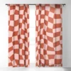 MariaMariaCreative Play Checkers Blush Single Panel Sheer Window Curtain - Deny Designs