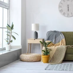 20.4" Traditional Ceramic Purled Texture Bedside Table Desk Lamp With White Fabric Drum Shade Gray - Simple Designs -Home Decor GUEST e186a8d2 057d 4818 b98c 476dd07f80c3