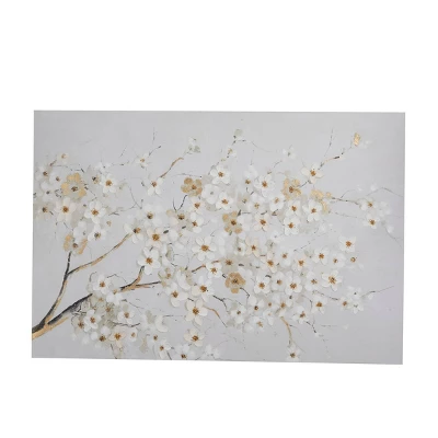 Canvas Floral Branch Wall Decor White - Olivia & May 2 Canvas Floral Branch Wall Decor White - Olivia & May - Image 2