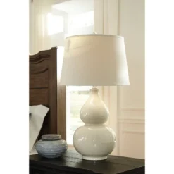 Saffi Ceramic Table Lamp Cream - Signature Design By Ashley