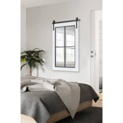 24" X 37" Cates Windowpane Framed Decorative Wall Mirror White - Kate & Laurel All Things Decor -Home Decor GUEST e663ecd7 cf31 4fc4 b796 bd5d1790d7cc