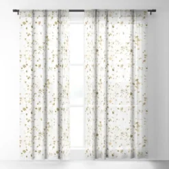Nature Magick Metallic Gold Terrazzo Sparkle Single Panel Sheer Window Curtain - Deny Designs