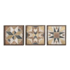 Wood Geometric Southwestern Wall Decor Set Of 3 - Olivia & May -Home Decor GUEST e7f7a7cf dd36 4ff9 9c1b 4fe51aab0794